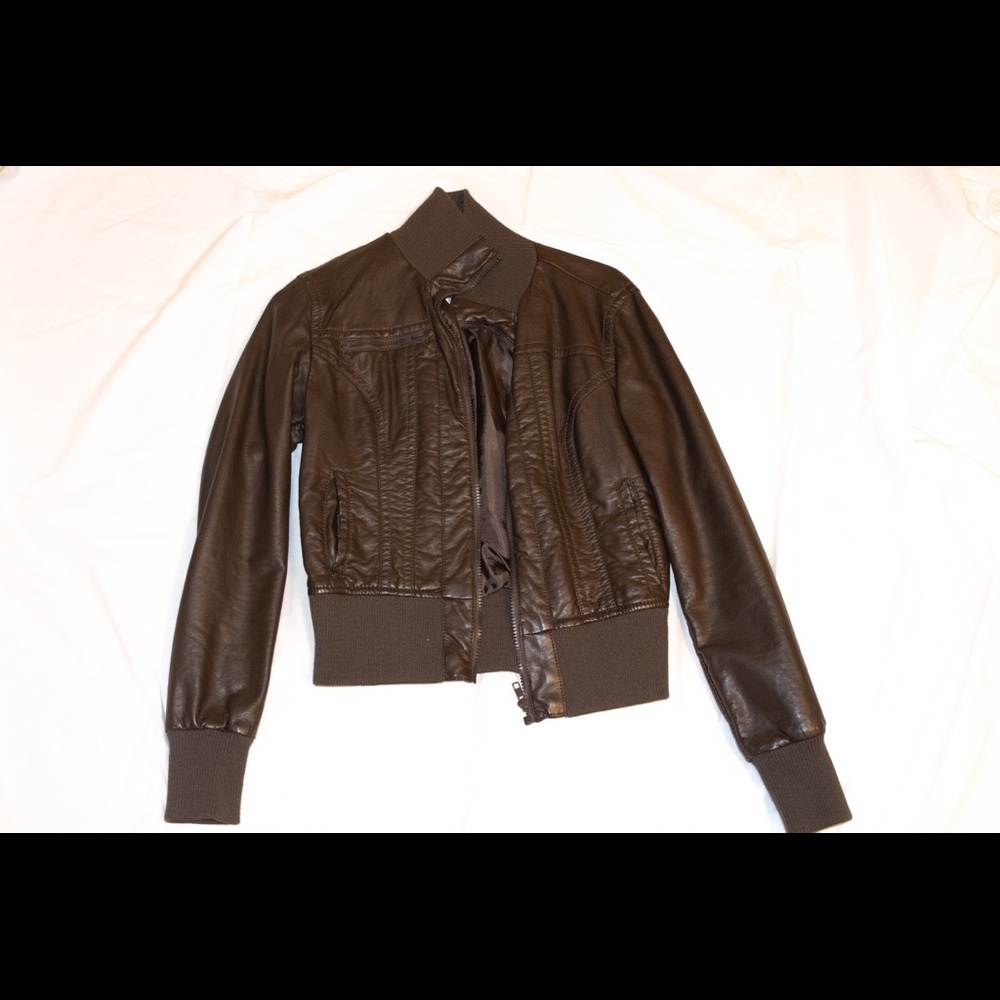 Faux leather bomber  jacket